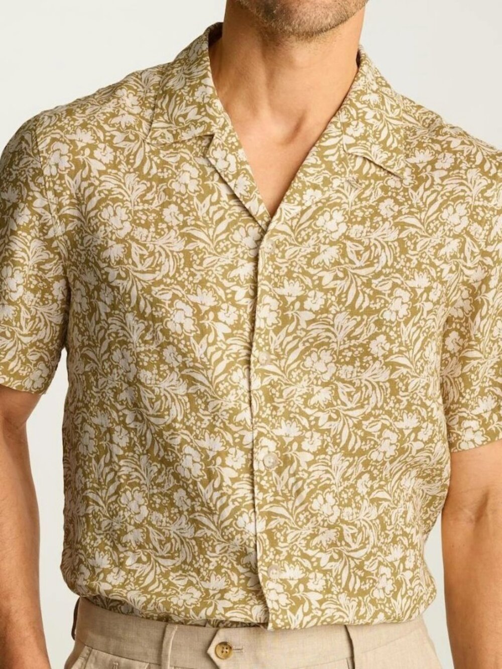 Bonobos Resort Riviera Floral Linen Camp Shirt Print Buttondown Yellow M 286791